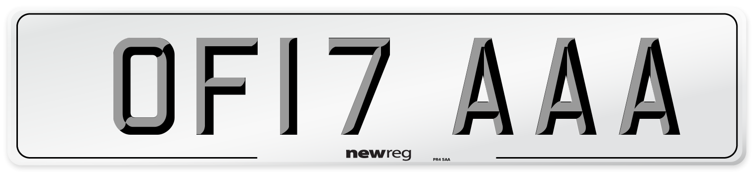 OF17 AAA Number Plate from New Reg